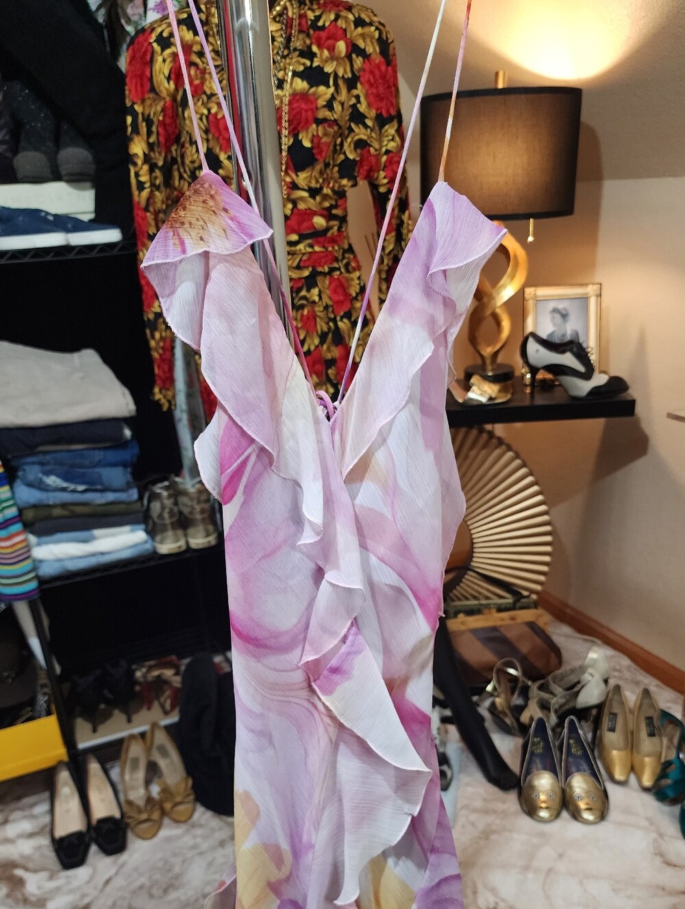 Mango Pink Lavender Floral Ruffle Maxi Dress - Picture 10 of 16
